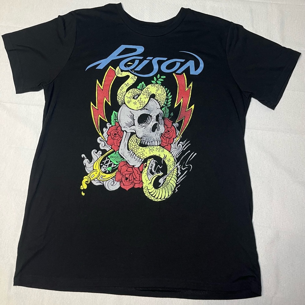 Black Graphic Tee with Skull and Snake Design